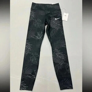 Nike One Luxe Women's Mid-Rise‎ 7/8 Leggings Black Leaf Print- XS